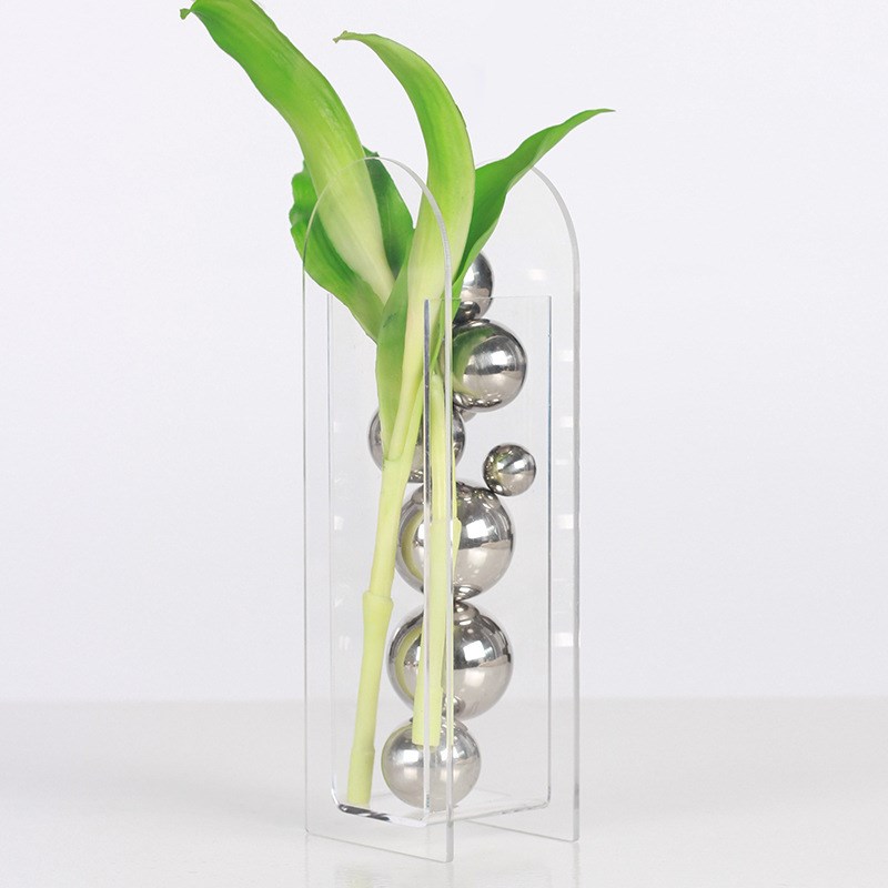 北欧创意几何透明花器客厅玄关书房茶几家居干花花瓶软装饰品摆件