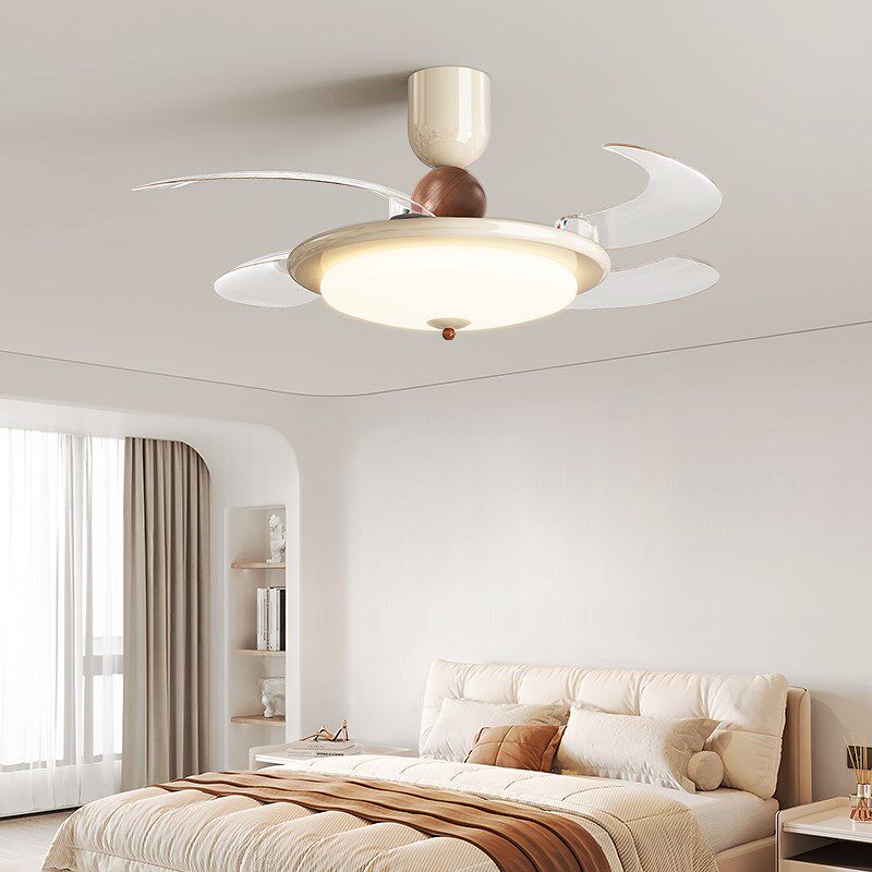 儿童房风扇灯全光谱奶油风42寸吊灯隐形电扇灯客厅餐厅卧室吊扇灯