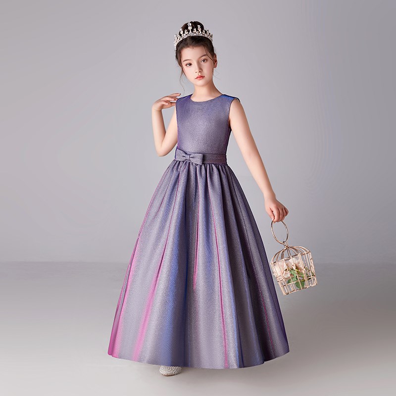 高端六一儿童学生乐器钢琴演奏服公主长款合唱走秀洋气女孩表演服