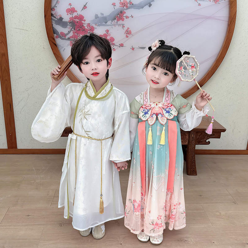 儿童汉服服夏季古风中国风毕业照男童少爷唐装女童薄款六一表演服