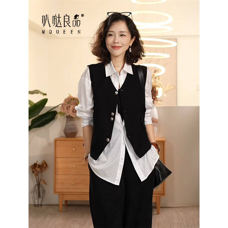 X【叭哒不惑】暖暖 羊毛休闲潮流百搭秋冬外穿纯色无袖马夹