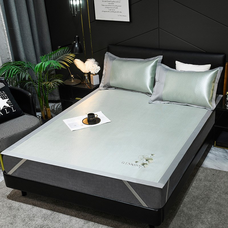 冰丝凉席三件套可水洗藤席学生宿舍单人凉席夏季床单款软席子