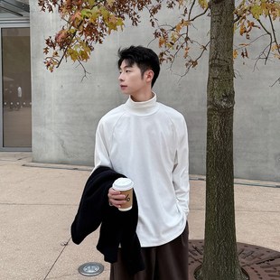 打底内搭宽松休闲 上衣长袖 纯色T恤德绒半高领套头秋冬季 2024新款