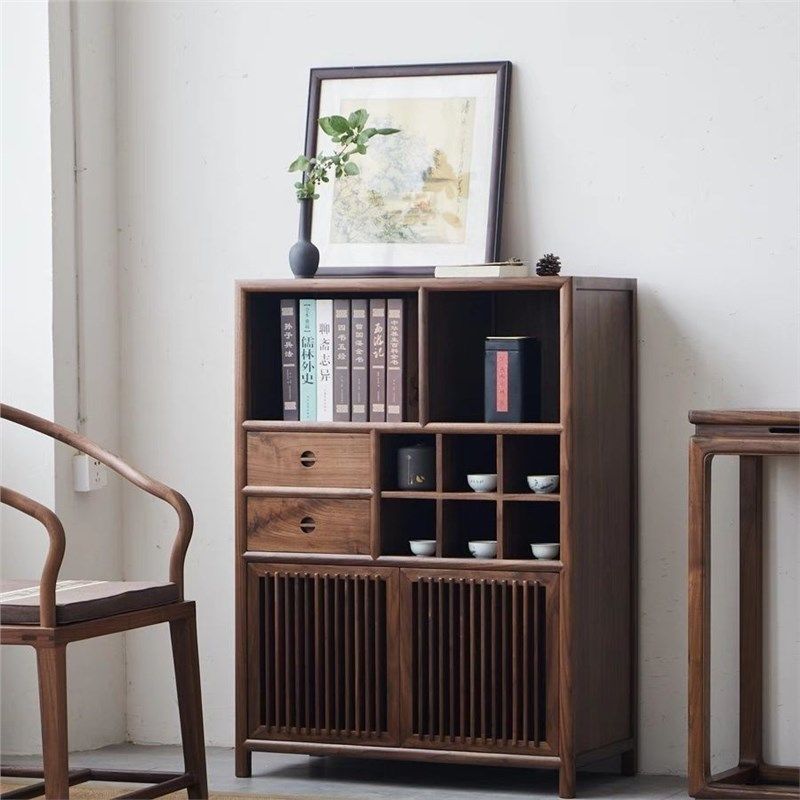 榆木中式餐边立柜茶室书柜禅意玄关柜茶叶收纳实木边柜客厅储物柜,商业/办公家具,会展家具,淘宝优惠券,粉丝福利购,淘宝优惠卷