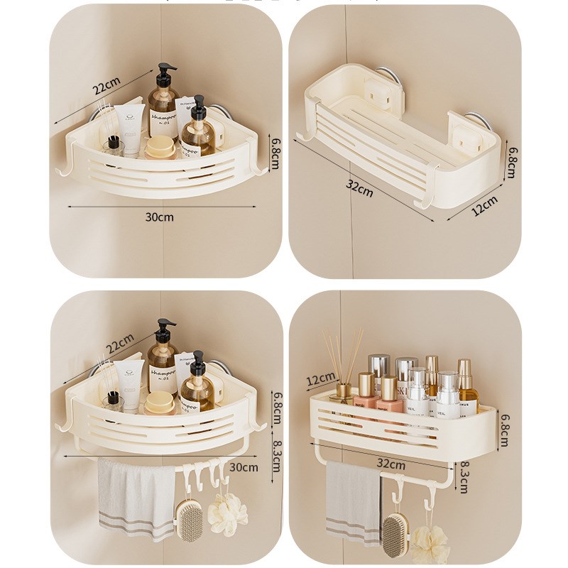 吸盘式卫生间置物架免打孔壁挂厕所洗手间洗漱台收纳浴室三角架子