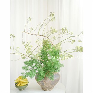 秋冬禅意中式插花花期长绿色山归来蓬莱松鲜切枝组合花束家居装饰