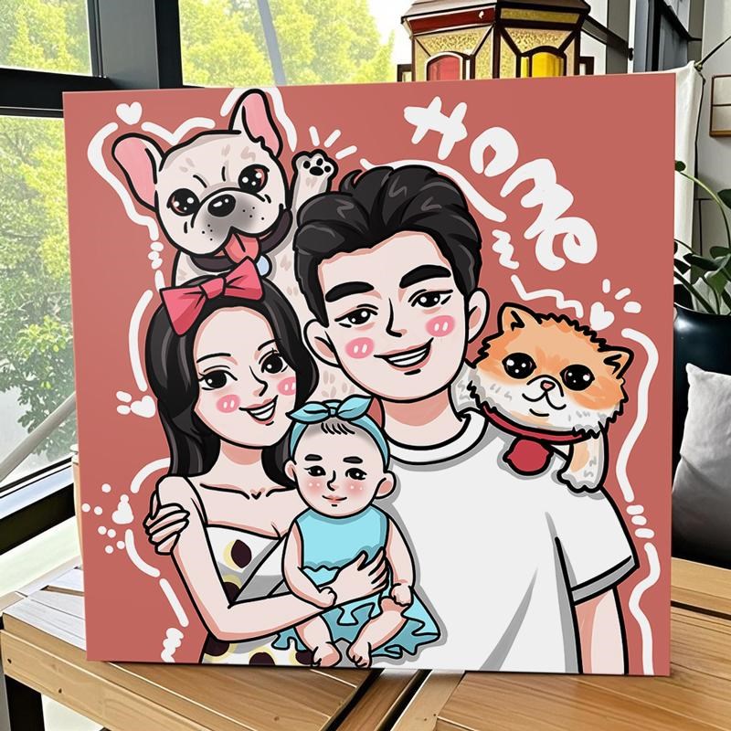 卡通人物头像设计diy定制全家福挂画闺蜜情侣纪念生日礼物送男友
