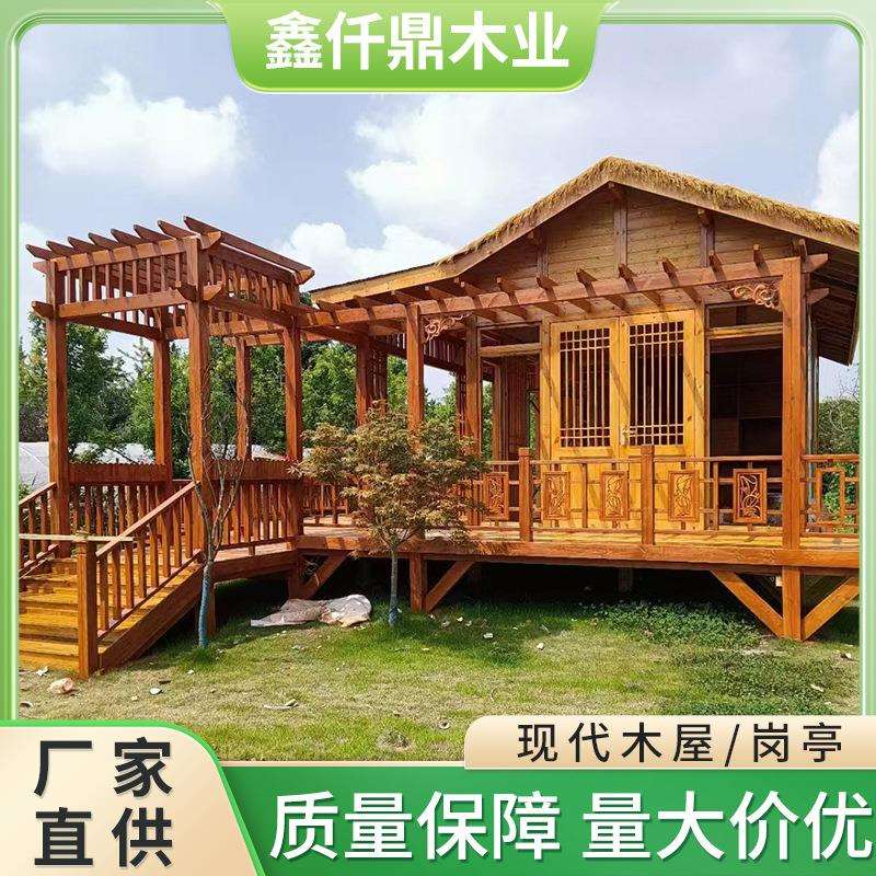 成都工厂户外木屋木房子防腐木小屋岗亭农家乐木屋别墅民宿凉亭