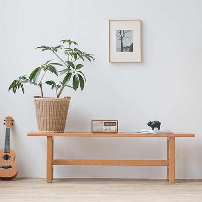 北欧实木长条凳简约日式家用樱桃木原木橡木大板餐桌凳长板凳