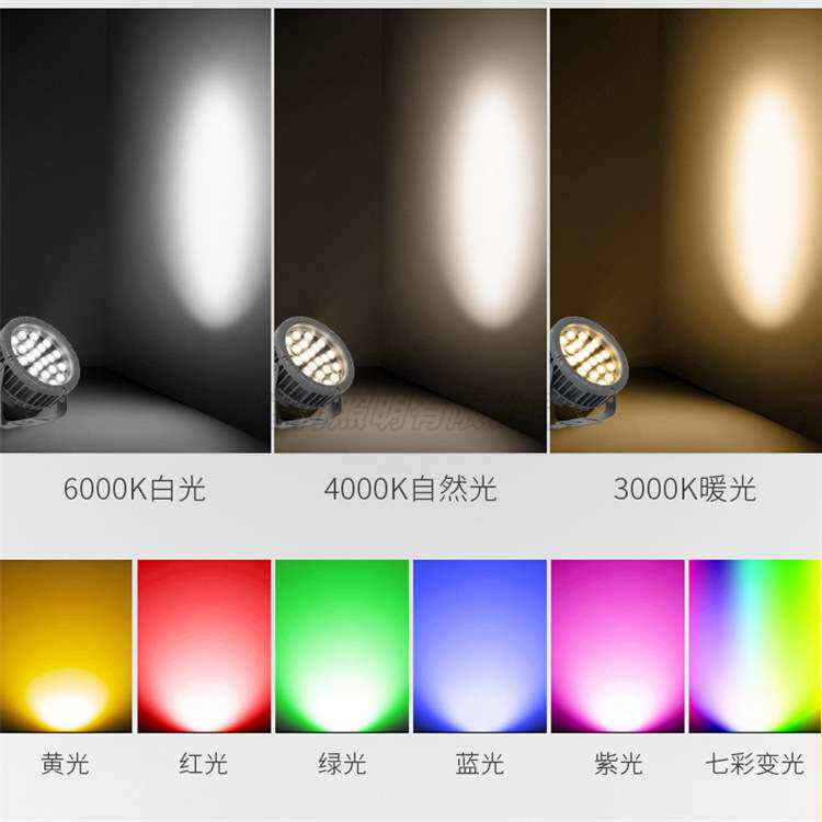 led投光灯户外防水圆形投射灯景观照树灯建筑亮化车轮款投光灯36W