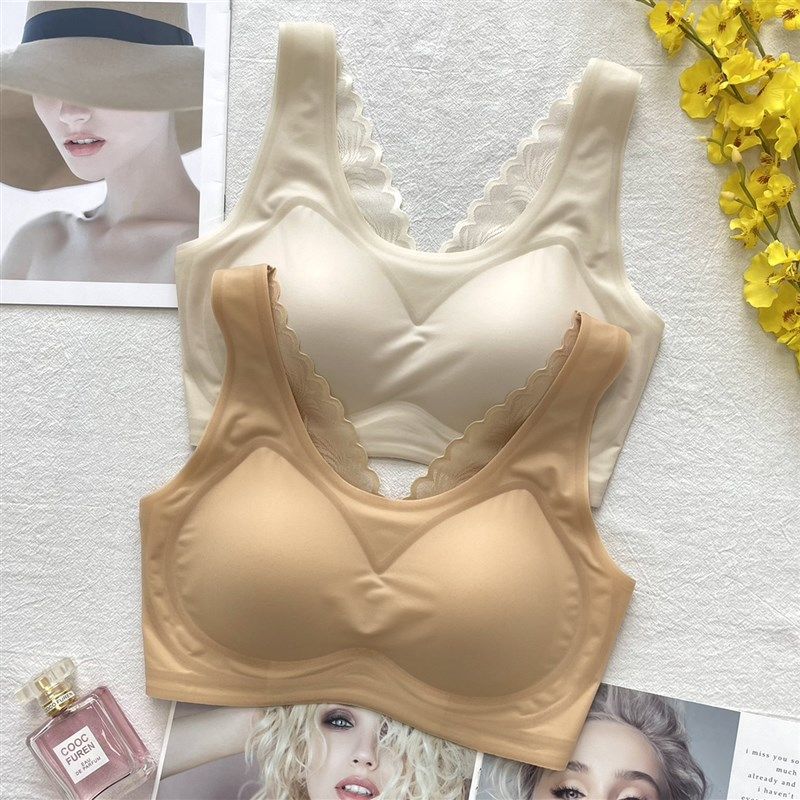 无痕背心式蕾丝运动内衣女士薄款聚拢收副乳无钢圈睡眠美背文胸罩