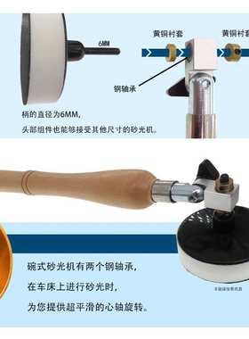 碗式砂光机1 2 3英寸白色打磨抛光托盘加砂光机 木柄手磨器4件套