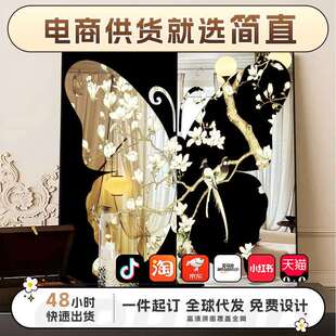 《梦蝶》新中式客厅镜子装饰画法式桌面装饰镜子摆件卧室镜面挂画