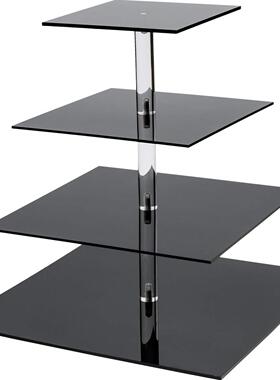4层黑色方形蛋糕架 甜品蛋糕摆放架 4MM厚度Dispaly Stand