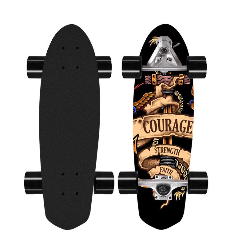 跨境陆地冲浪板枫木大鱼板单翘滑板代步板鱼尾刷街板CX7训练板