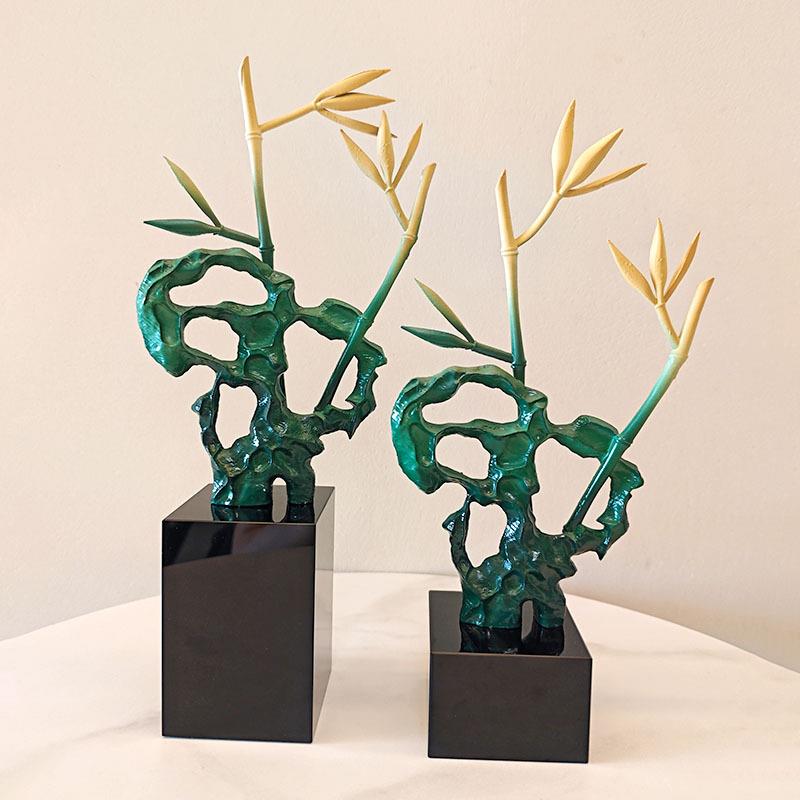 新中式渐变竹子假山家居摆件样板房客厅书房电视柜酒店台面摆设