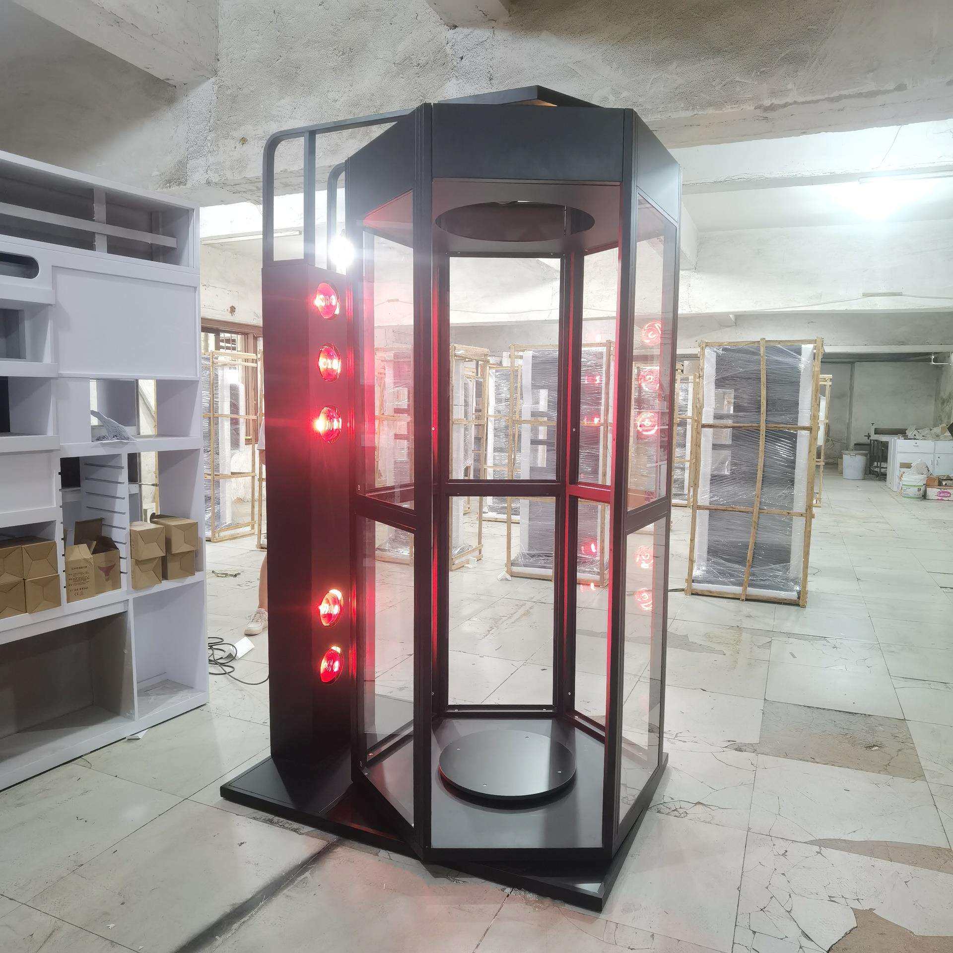 厂家直销铁质六面旋转带天窗太阳膜体验展柜