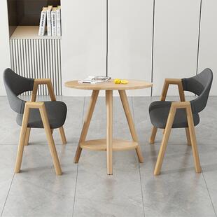 阳台休闲茶桌椅组合双层小圆桌茶几咖啡店现代简约休息区洽谈桌子