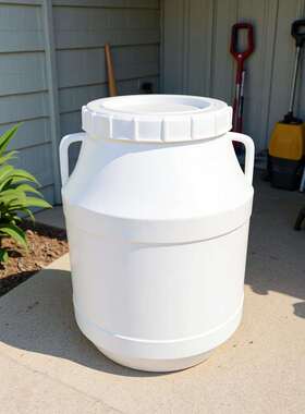 50升圆形塑料桶厂50L塑料圆桶庆云工厂白色加厚化工双耳手提圆桶