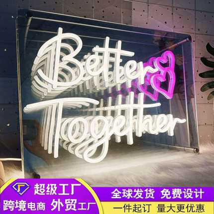 跨境热销LED霓虹灯千层镜XOXO字母无限深渊镜造型氛围灯一灯两用