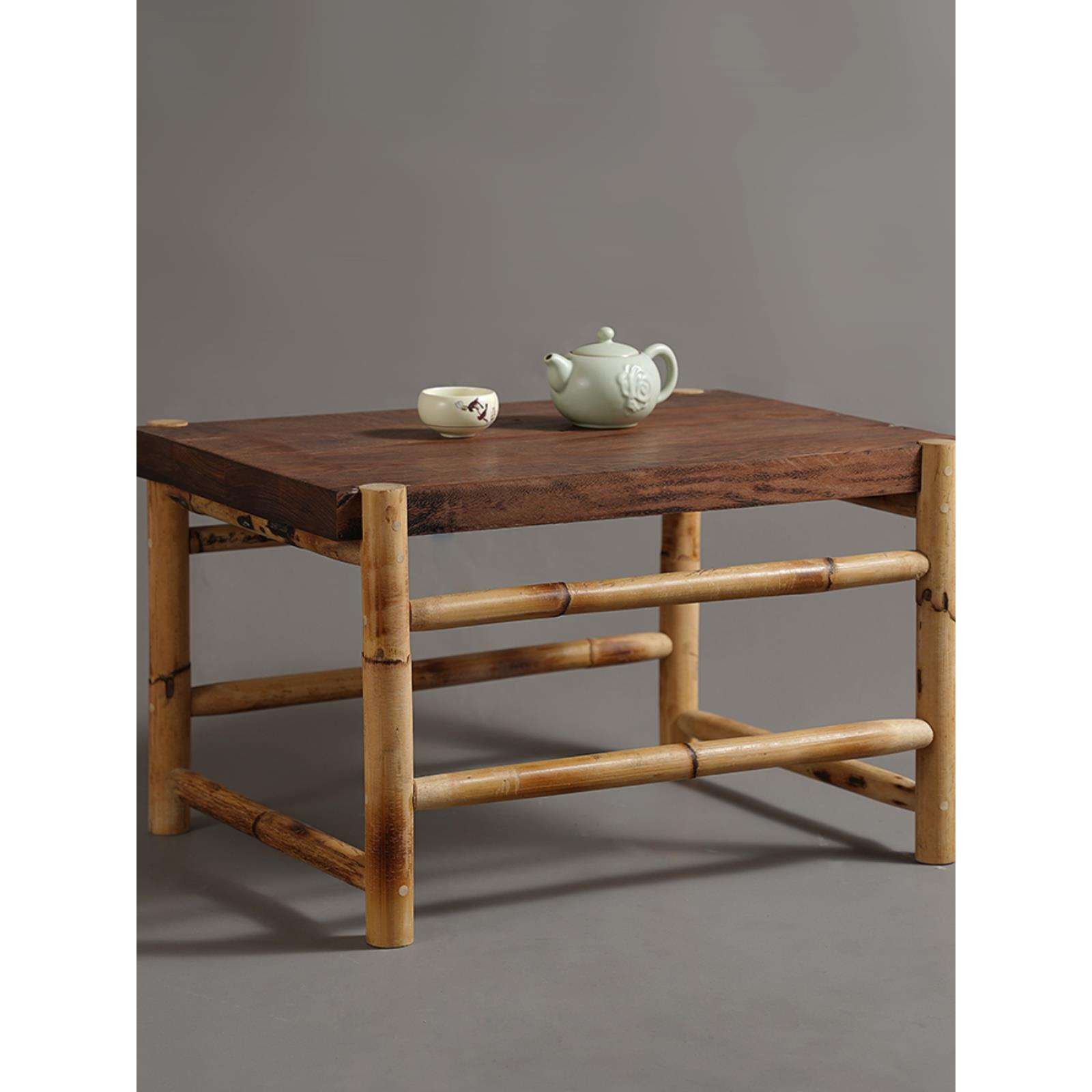 赋石工坊新中式风化藤菠萝格榻榻米茶几茶桌飘窗桌炕桌炕几小矮桌