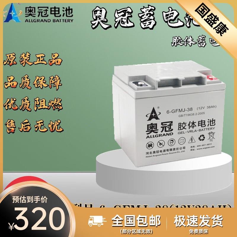 奥冠胶体铅酸免维护蓄电池12V65AH80AH100AH200AH太阳能光伏路灯