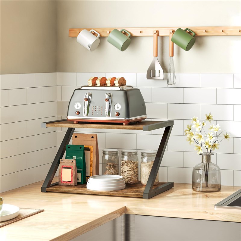 台式打印机支架2 层打印机桌带储物架开放式收纳架