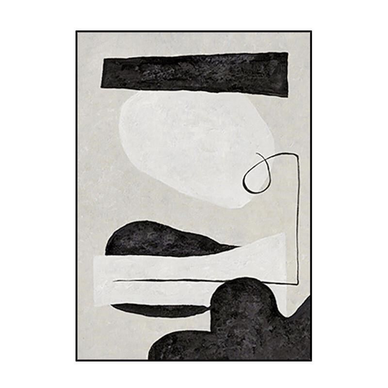 手绘油画现代简约几何抽象走廊装饰画客厅玄关黑白过道背景墙挂画