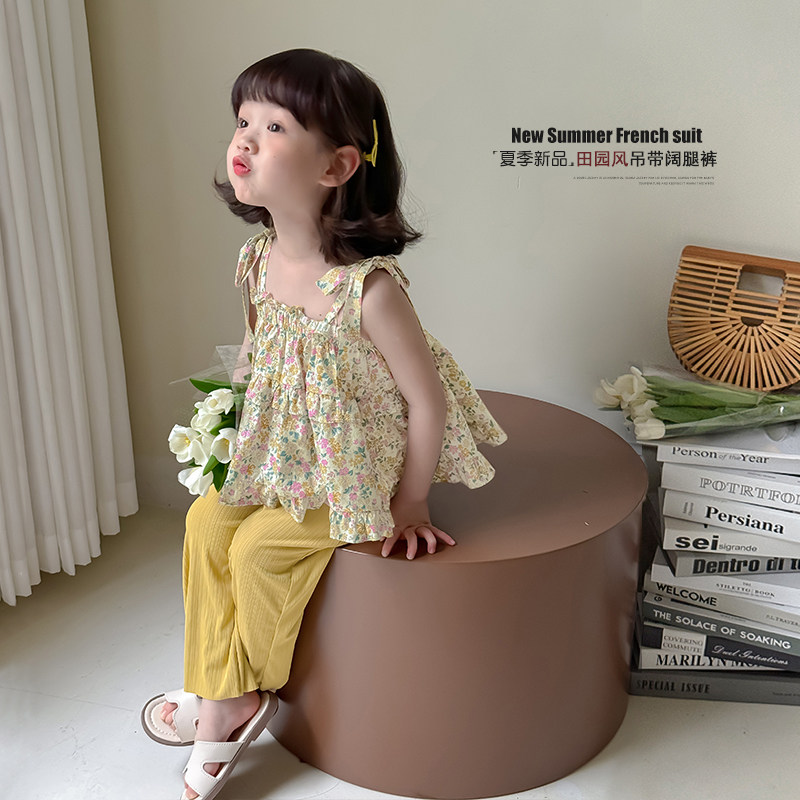 女童夏季套装2025夏装新款女孩韩版时髦阔腿裤洋气儿童吊带娃娃衫,童装/婴儿装/亲子装,套装,淘宝优惠券,粉丝福利购,淘宝优惠卷