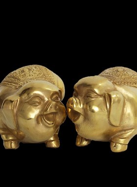 纯铜猪摆件招財风水客厅铜生肖猪小猪金猪的摆件猪饰品工艺礼品