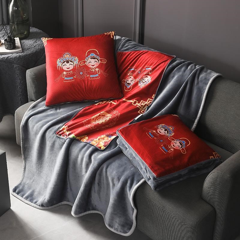 抱枕被子国潮二合一冬季加厚汽车折叠车用枕头办公室午睡毯子靠枕