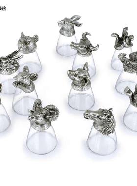 十二生肖白酒杯送爸爸长辈创意生日水晶茶桌杯子礼品玻璃酒具套装
