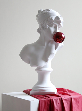 珠光红吹泡泡女孩雕塑雕像艺术装饰品酒店民宿婚房氛围感创意摆件
