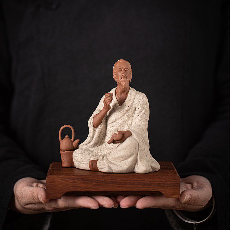 陶瓷历史人物伯牙雕塑家居书房书桌博古架装饰工艺品陆羽像小摆件