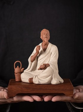 陶瓷历史人物伯牙雕塑家居书房书桌博古架装饰工艺品陆羽像小摆件