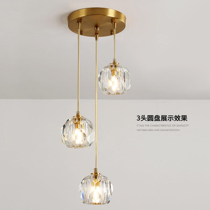北欧轻奢全铜水晶吊灯后现代客厅餐厅楼梯大厅卧室床头创意吊灯