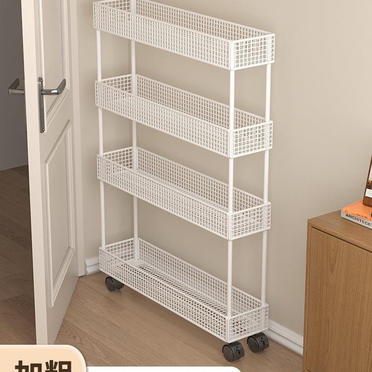 门后夹缝收纳柜卫生间极窄浴室置物架落地缝隙带轮移动收纳架