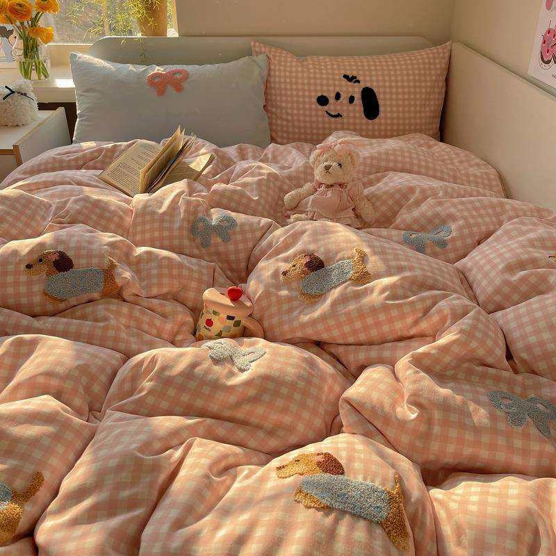 新款蝴蝶结腊肠狗毛巾绣云朵棉被套四件套学生宿舍三件套柔软亲肤,鲜花速递/花卉仿真/绿植园艺,割草机/草坪机,淘宝优惠券,粉丝福利购,淘宝优惠卷