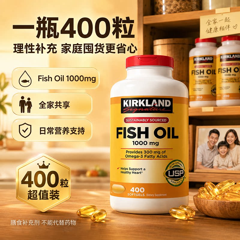柯克兰进口深海鱼油软胶囊400粒图片