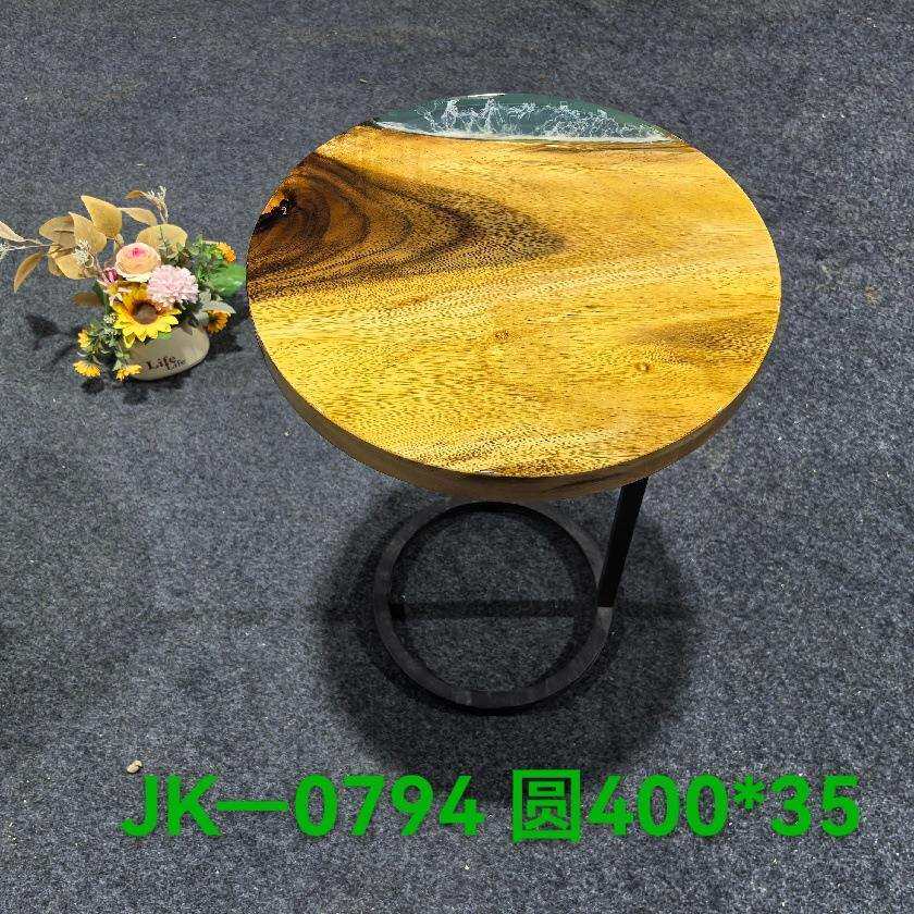 现货南美胡桃木树脂小圆桌简约客厅现代茶几实木树脂茶几圆形
