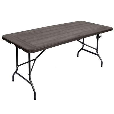 180*70*74cm木纹窄型折叠桌 70cm宽木纹吹塑桌 22mm腿管木纹餐桌