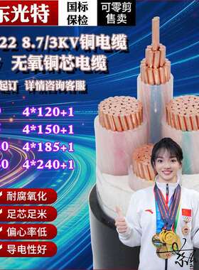 阻燃ZC-YJV22国标1.8/3KV高压电缆6KV 3 5芯单芯3X35 95 185平方