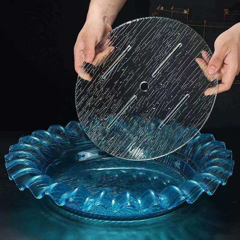 亚克力刺身鱼生冰盘海鲜冰盘三文鱼盘刺身拼盘餐具日韩料理寿司盘