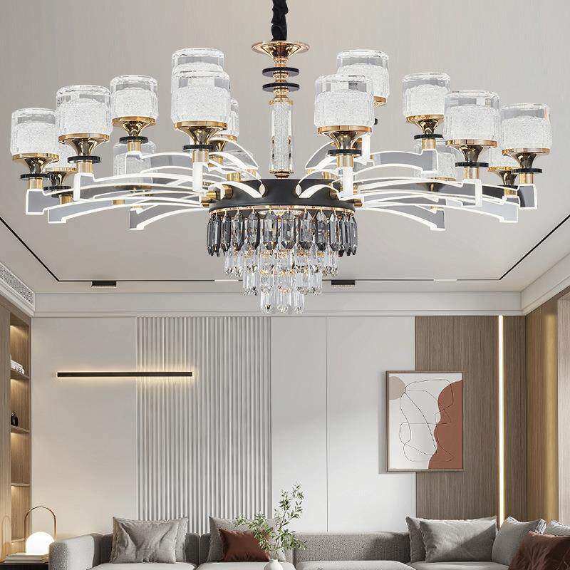 轻奢水晶吊灯客厅灯创意亚克力气泡灯罩LED灯餐厅灯卧室中山灯具