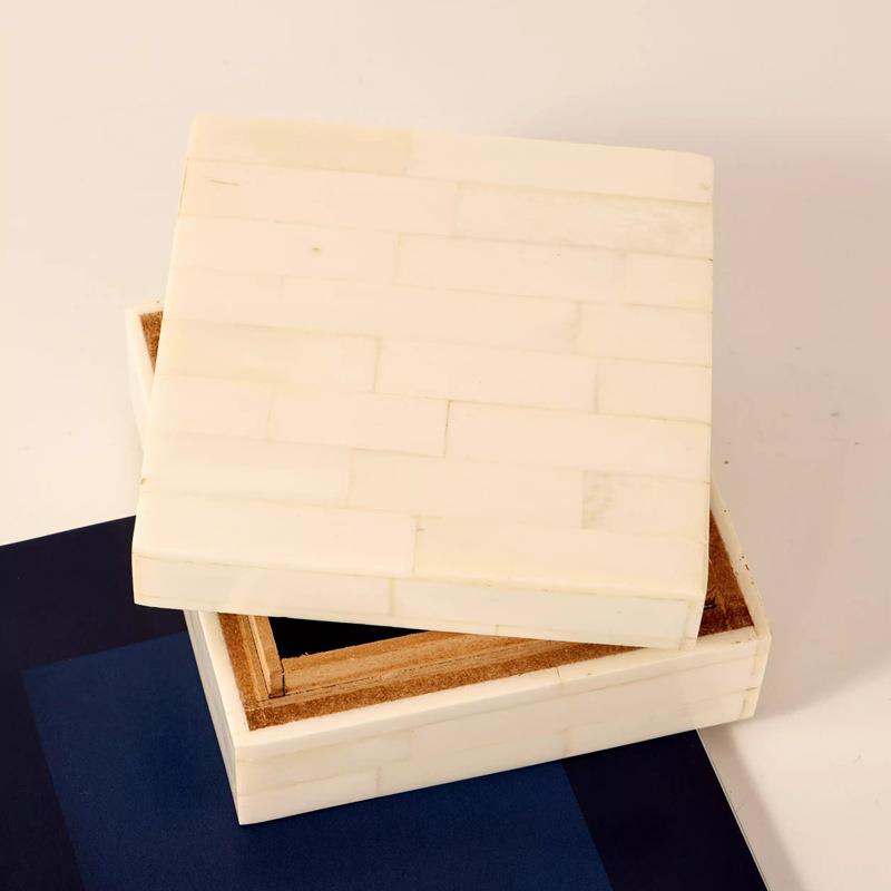 印度复古牛骨拼接收纳盒北欧轻奢样板间卧室梳妆台首饰盒摆件