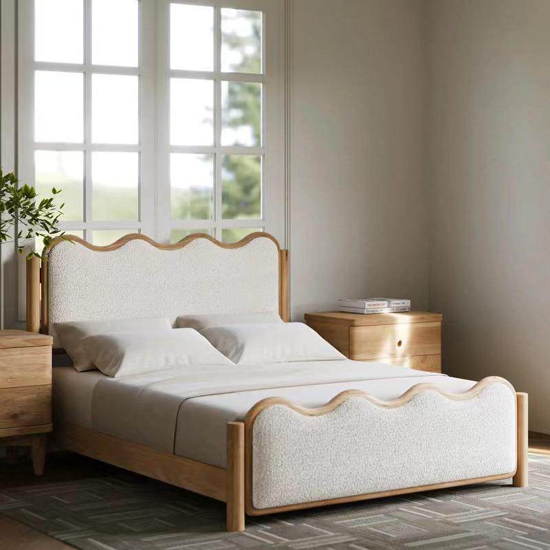 北欧原木色实木卧室双人床法式浪花设计师网红酒店别墅民宿复古床,鲜花速递/花卉仿真/绿植园艺,割草机/草坪机,淘宝优惠券,粉丝福利购,淘宝优惠卷