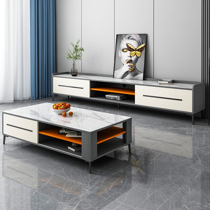 意式轻松岩板茶几电视柜组合现代简约北欧长方形大小户型套装地柜