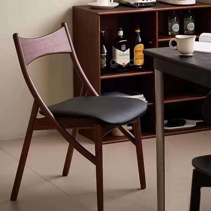 日式中古椅子家用实木餐椅靠背椅创意设计师休闲椅轻奢单椅书桌椅