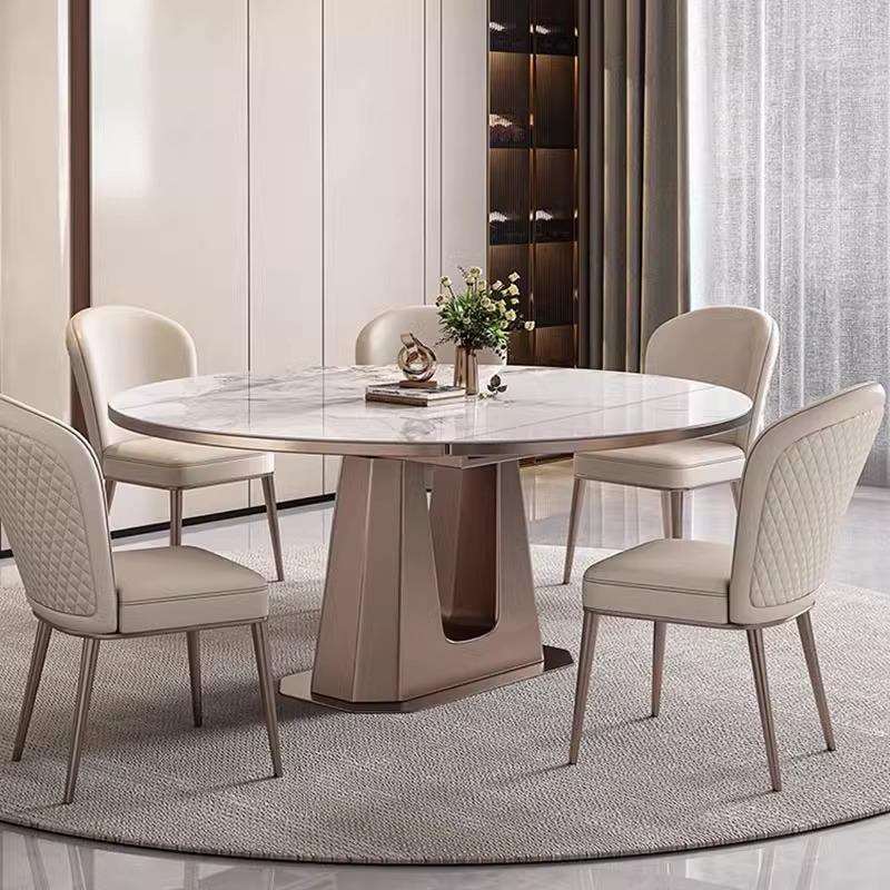 小户型家用简约饭桌轻奢吃饭桌子可伸缩餐桌椅组合意式岩板餐桌