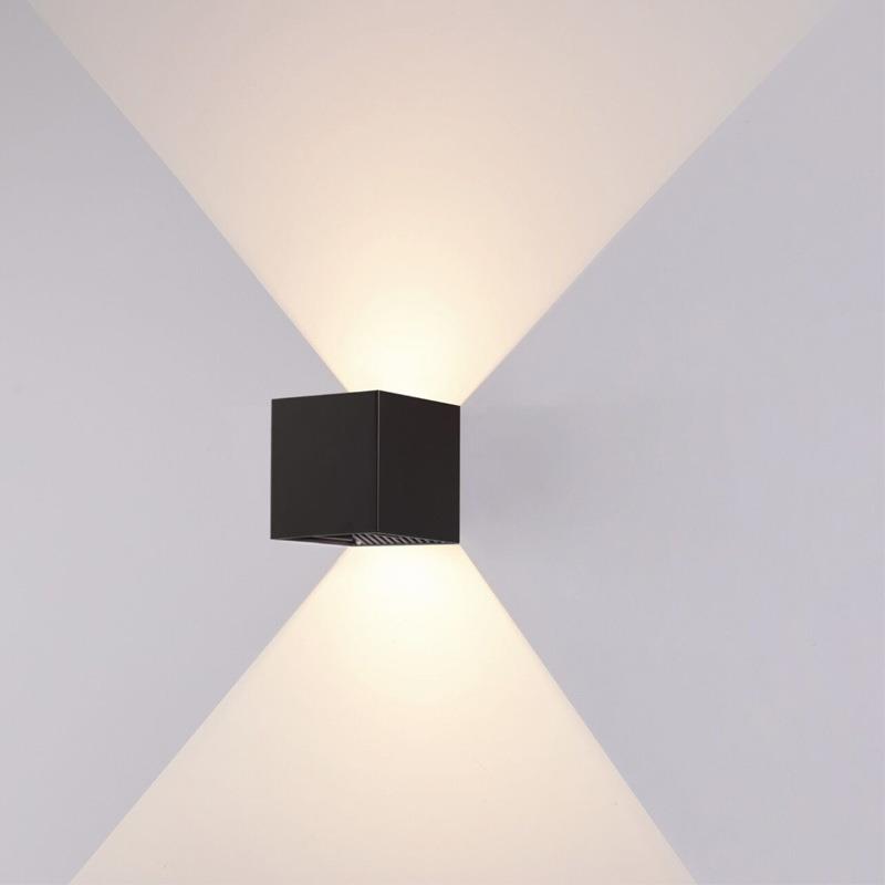 led壁灯户外室外方形铝上下发光可调角度人体感应廊灯智能感应